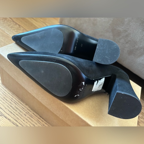 Tiger of Sweden Black Suede Pointed Toe Pumps - chunky heel | Size 38 - Picture 5 of 7